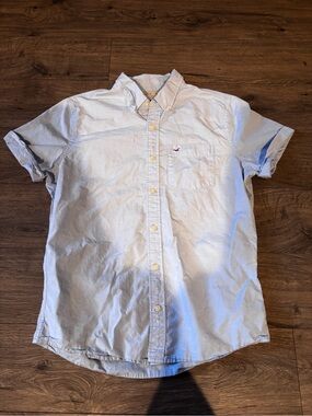 Hollister Pale Blue Short Sleeve Button-Down Shirt
